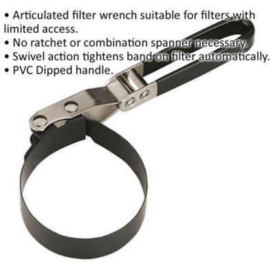 Oil Filter Band Wrench - 73-82mm Capacity - PVC Dipped Handle - Swivel ...