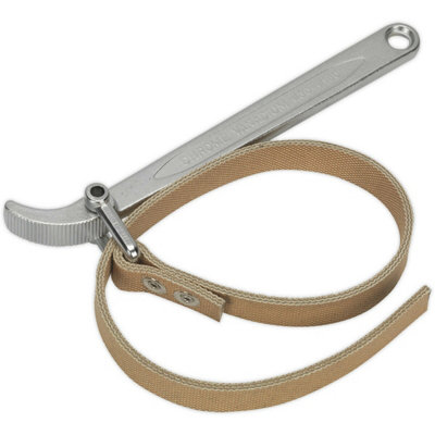 Oil Filter Strap Wrench Drop Steel 60mm to 140mm Rubberised Strap DIY at B&Q
