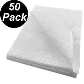 Oil Pads - Absorbent Pads - Hydrophobic Oil Soak Mats for Oils, Fuels, Diesel Ideal for Workshops and Boats (50 Pack)