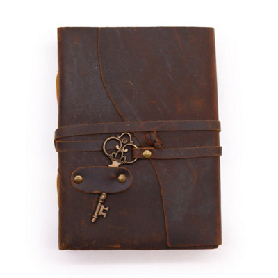 Oiled Leather Journal with Key - 200 Deckle-Edged Pages 13x18cm