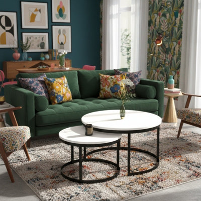 OKIN Set of 2 Coffee Tables Modern Laminated PVC Tabletops on Metal ...