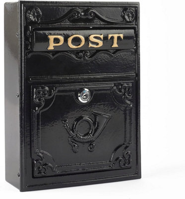 Old England Black Compact Post Box Wall Mounted Price Comparisons | Compare The Build