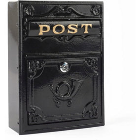 Old England Black Compact Post Box Wall Mounted