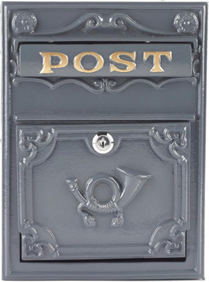 Old England Grey Compact Stylish Mail Post Box Wall Mounted