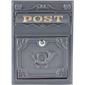 Old England Grey Compact Stylish Mail Post Box Wall Mounted
