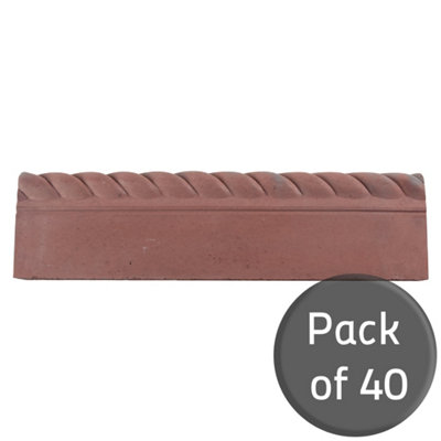 Old Red Concrete Garden Edging 590x160x50mm - Pack of 40