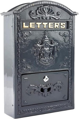 Old Regency Elegant Grey Large Metal Post Box DIY at B&Q