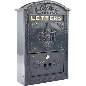 Old Regency Elegant Grey Large Metal Post Box