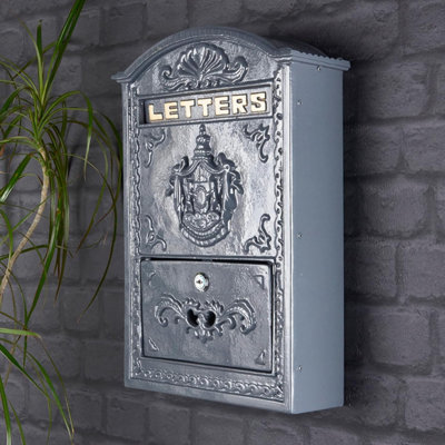 Old Regency Elegant Grey Large Metal Post Box