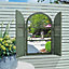 Old Style Green Retro Arch Wall Hanging  Windowpane Mirror Shutter for Garden