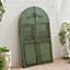 Old Style Green Retro Arch Wall Hanging  Windowpane Mirror Shutter for Garden