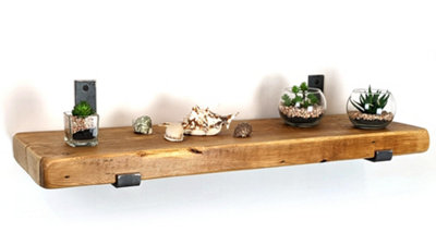 Rustic wooden store shelves b&q