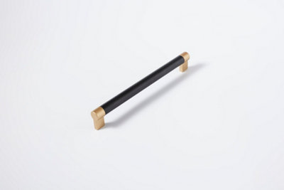 Olif Cabinet D Handle, Matte Black/Gold 240mm 5 pcs