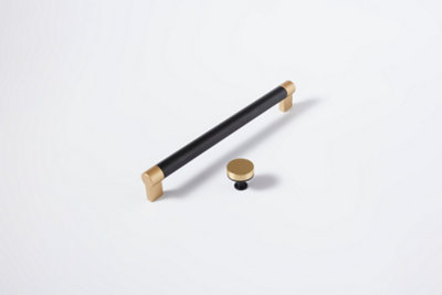 Olif Cabinet D Handle, Matte Black/Gold 240mm 5 pcs