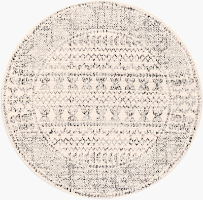 OLIMPIA Round Scandi Geometric Light Grey Area Rug 160 x 160 cm