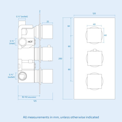 Olive 3 Way Concealed Thermostatic Shower Mixer Valve Slim Head & Bath Filler - 6