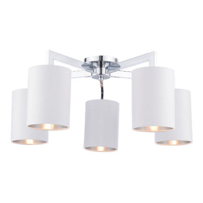 Olive 5 Light Polished Chrome Semi-Flush Ceiling Light