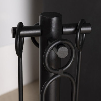 Olive Fireside Companion Set Tool Stand Circular Base Black Matte Finish