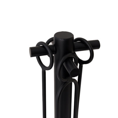 Olive Fireside Companion Set Tool Stand Circular Base Black Matte Finish - 4