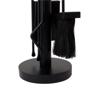 Olive Fireside Companion Set Tool Stand Circular Base Black Matte Finish - 5