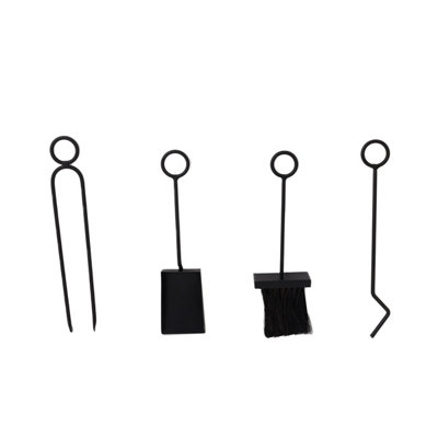 Olive Fireside Companion Set Tool Stand Circular Base Black Matte Finish - 6