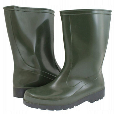 Olive Green Men s Wellington Boots Waterproof Wellies Durable PVC Gardening Size UK 10 EU 44