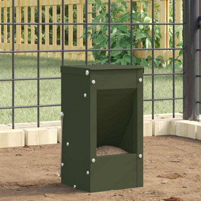 Olive Green Rabbit Feeder 1.5kg with Hooks Cold-Rolled Steel 12.5x12.5x25cm