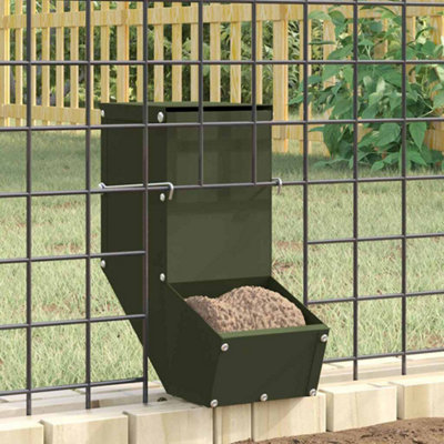 Olive Green Rabbit Feeder with Wire Hooks 12.5x26x28.5cm Cold-Rolled ...