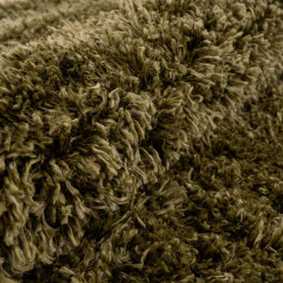Olive Green Thick Soft Shaggy Area Rug 120x170cm