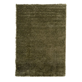 Olive Green Thick Soft Shaggy Area Rug 160x230cm