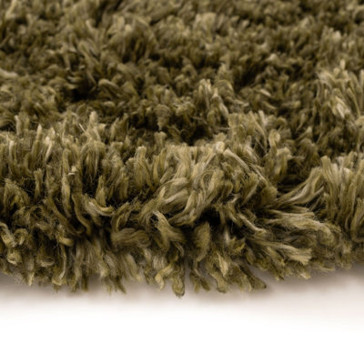 Olive Green Thick Soft Shaggy Area Rug 200x290cm