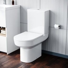 Olive Modern Rimless Close Coupled Toilet and Cistern Soft Close Seat WC