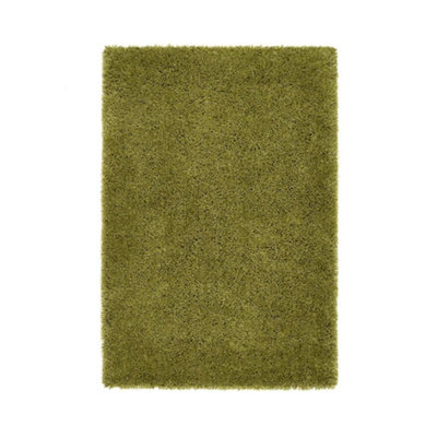 Olive Polyester Plain Handmade Modern Shaggy Easy to Clean Rug for Living Room, Bedroom and Dining Room-133cm X 133cm