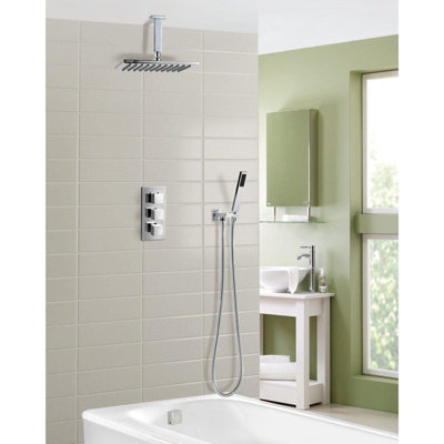 Olive Square 3 Way Concealed Thermostatic Mixer Valve Hand Held Bath ...