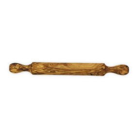 Olive Wood Natural Grained Kitchen Baking Wooden Rolling Pin 40cm