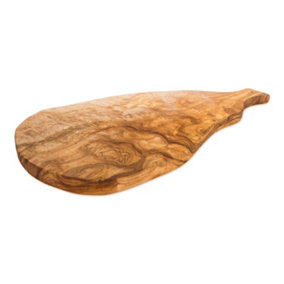 Olive Wood Natural Grained Kitchen Dining Extra Large Rustic Board w/ Handle (L) 50cm