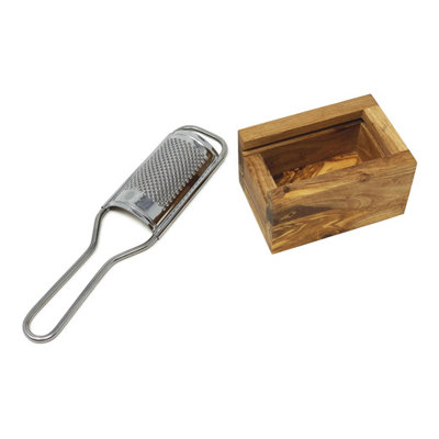 Olive Wood Natural Grained Rustic Kitchen Dining Grater w/ Box (Diam) 11cm