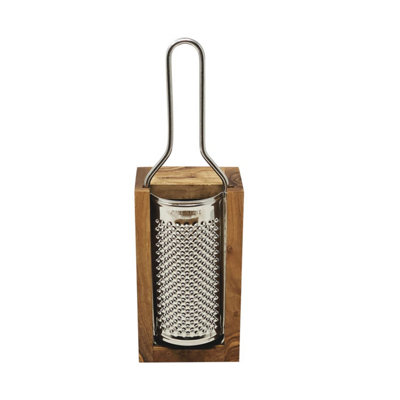 Olive Wood Natural Grained Rustic Kitchen Dining Grater w/ Box (Diam) 15cm