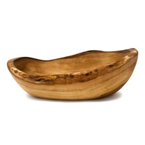 Olive Wood Natural Grained Rustic Kitchen Dining Handmade Oval Bowl Small (L) 23cm