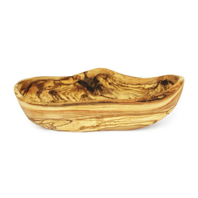 Olive Wood Natural Grained Rustic Kitchen Dining Handmade Snack Boat 25cm