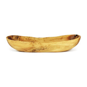 Olive Wood Natural Grained Rustic Kitchen Dining Handmade Snack Boat 35cm