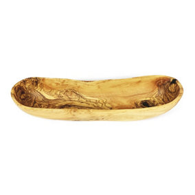 Olive Wood Natural Grained Rustic Kitchen Dining Handmade Snack Boat (L) 45cm