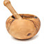 Olive Wood Natural Grained Rustic Kitchen Dining Round Pestle & Mortar (Diam) 14cm