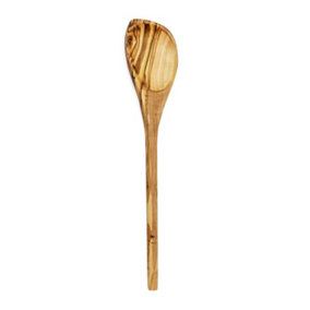 Olive Wood Natural Grained Rustic Kitchen Dining Round Spoon With Corner (L) 30cm