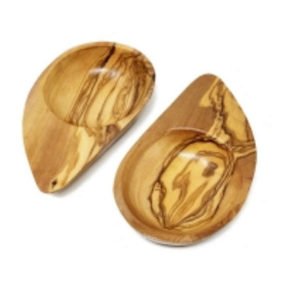 Olive Wood Natural Grained Rustic Kitchen Dining Set of 2 Yeng Yeng Dip Dishes (L) 12cm x (W) 7.5cm