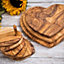 Olive Wood Natural Grained Rustic Kitchen Dining Set of 5 Heart Shaped Coasters On A Pole 10cm