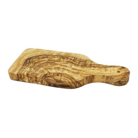 Olive Wood Natural Grained Rustic Kitchen Dining Small Serving Board w/ Handle (L) 23cm x (W) 10cm