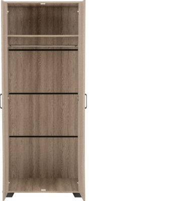 Oliver 2 Door Wardrobe - L52 x W80 x H190 cm - Light Oak Effect
