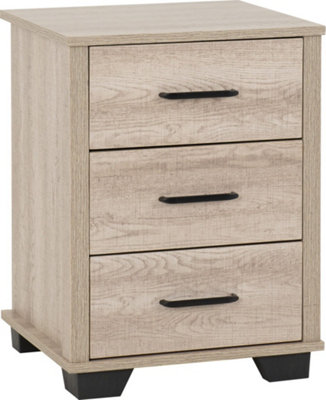 Oliver 3 Drawer Bedside Light Oak Effect