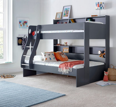 Oliver Onyx Grey Triple Sleeper Storage Bunk Bed With Drawer With